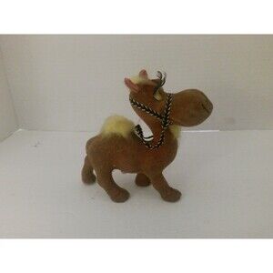 Vintage Regal Designs Flocked Camel 5.5" Hong Kong 1970s Christmas